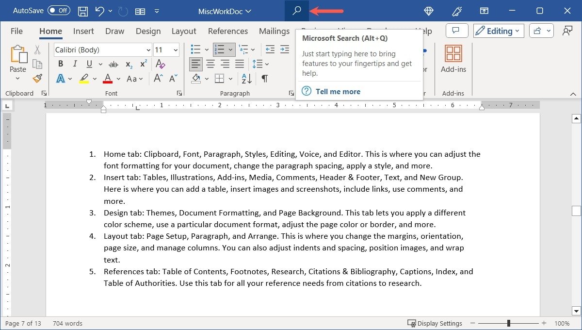 Увеличительное стекло в Word в Windows