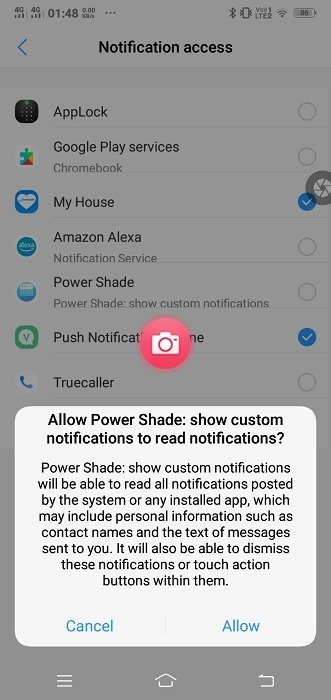 Управление уведомлениями Настройки Android Power Shade 1