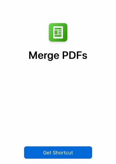 Объединение PDF-файлов. Ярлык установки iOS