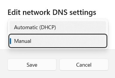 Магазин Microsoft не работает. Изменить руководство по сетевому DNS.