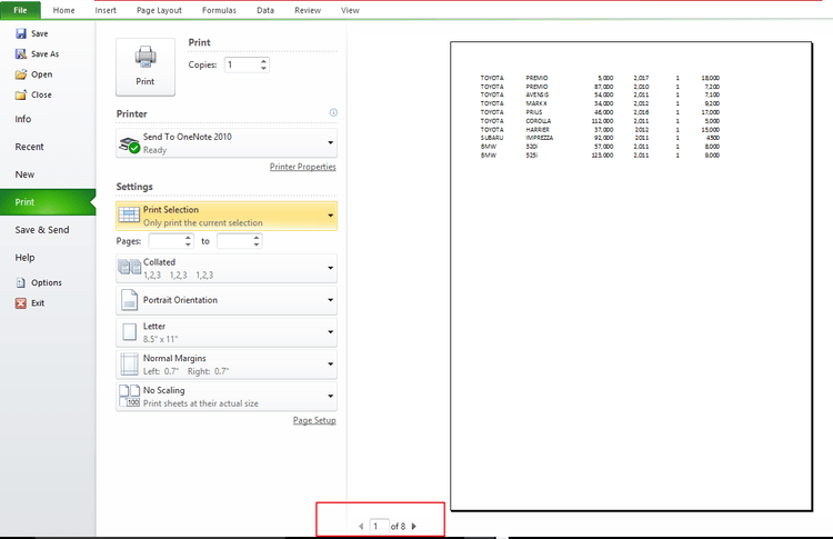 Microsoft-Excel-Предварительный просмотр печати