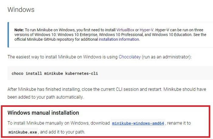 Установка Миникуба Windows