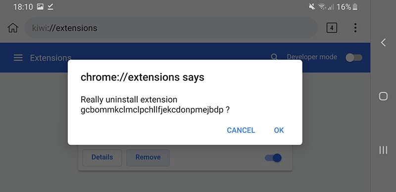 Расширения Chrome для мобильных устройств Удаление расширений