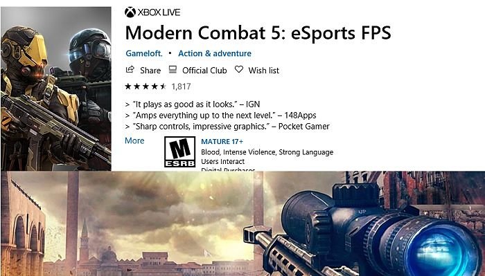 Modern Combat 5 Esports FPS Microsoft Store