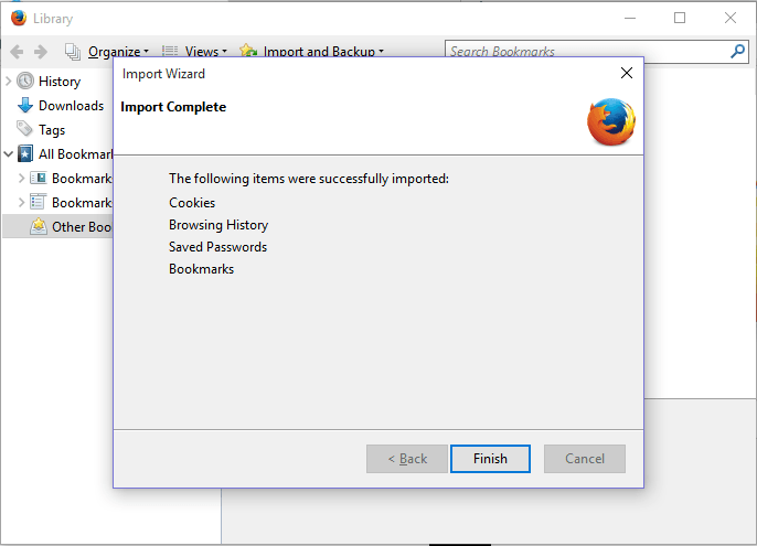 Импорт Mozilla завершен