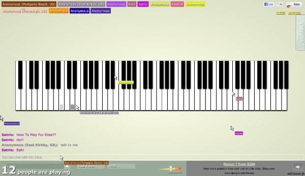 Многопользовательское фортепиано Chrome Google