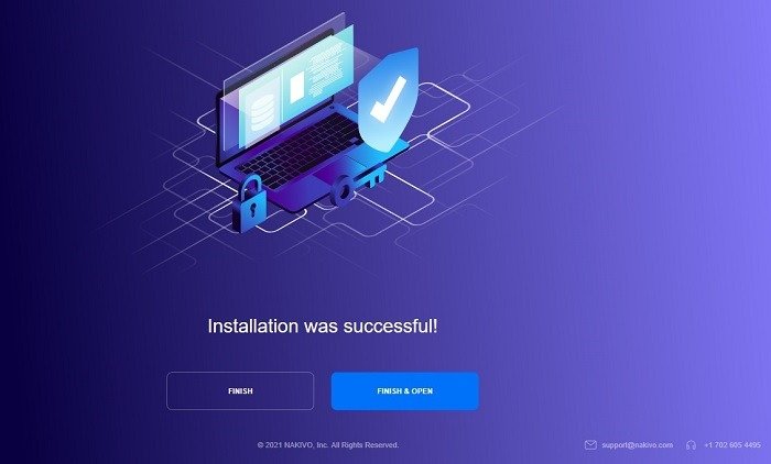 Установка Nakivo прошла успешно