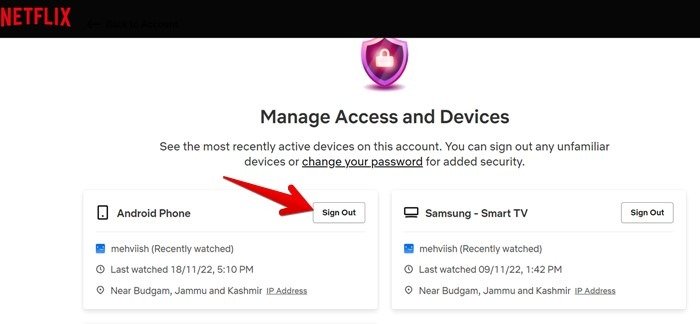 Выход из учетной записи Netflix на ПК с одного устройства