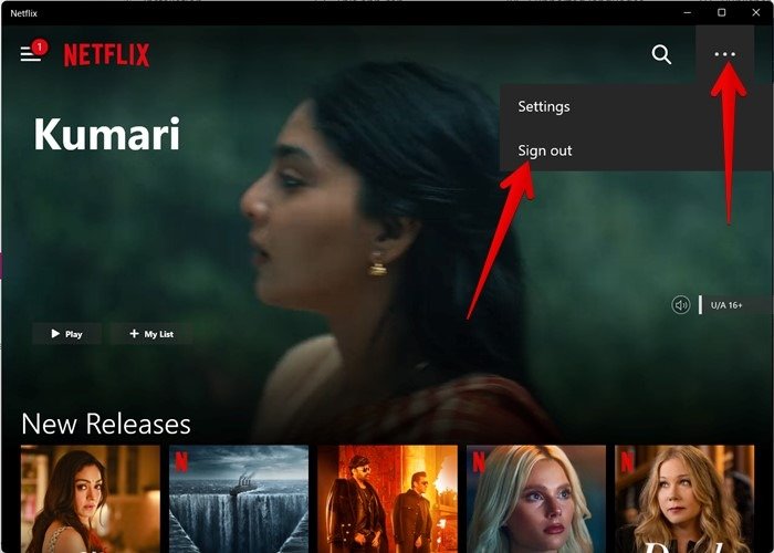 Выход из приложения Netflix для ПК