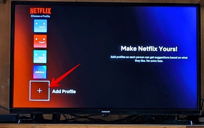 Netflix TV Добавить профиль