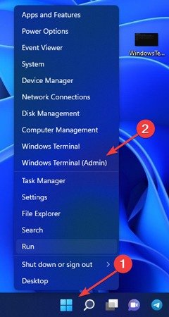 Сеть Выберите терминал Windows