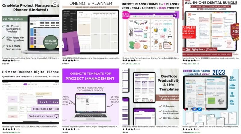 Шаблоны OneNote на Etsy