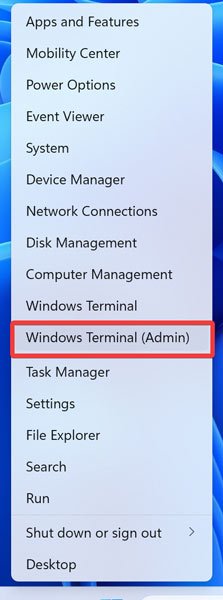 Открытие терминала Windows