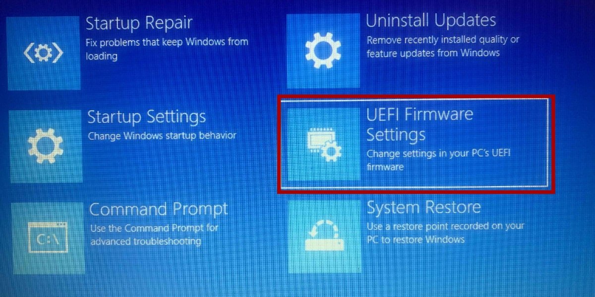 Настройки прошивки UEFI в разделе «Дополнительные параметры».