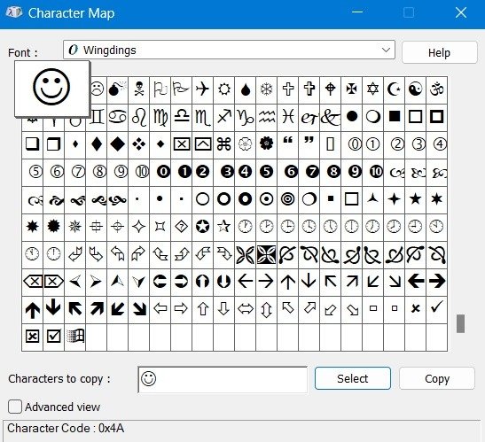 Outlook Добавить смайлы Charmap Wingdings Emojis Копировать