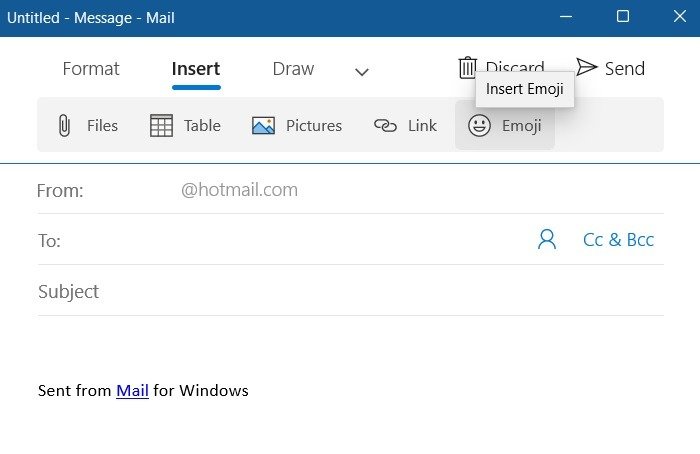 Outlook Добавить Emojis Почтовое приложение Windows11 Вставить Emoji