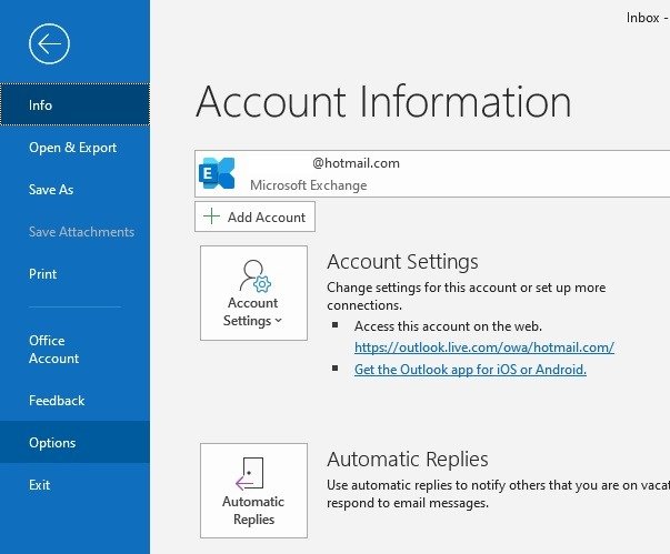 Проблемы с Outlook Варианты 1