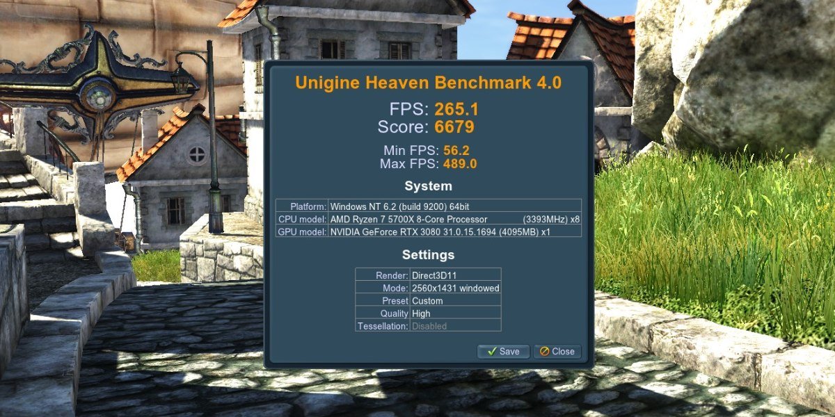 Разгон графического процессора Afterburner Heaven Benchmark Stock