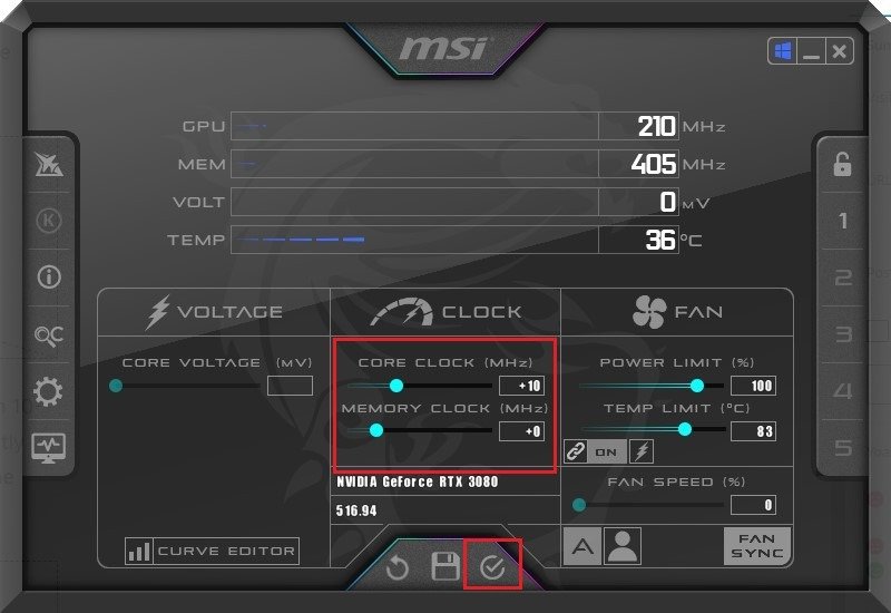 Разгон графического процессора Afterburner Msi Afterburner Увеличение частоты графического процессора