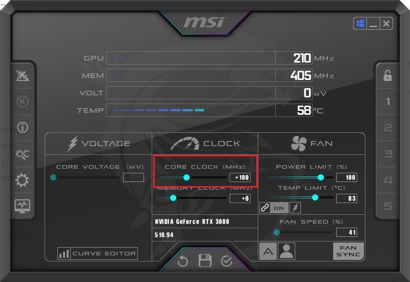 Разгон графического процессора Afterburner Msi Afterburner стабильная частота графического процессора