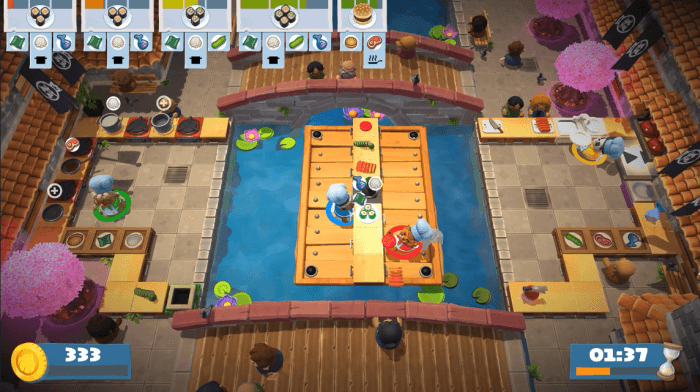 Совместный кулинарный геймплей в Overcooked 2 — отличной игре, в которую можно играть вместе с партнером.