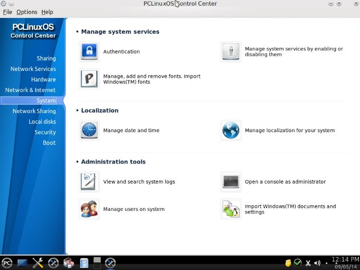 PCLinuxOS-центр управления