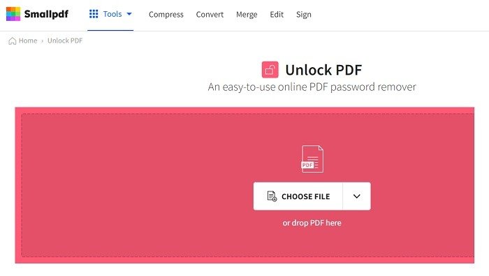 Удалить пароль PDF онлайн Smallpdf Выбрать файл