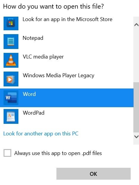 Удалить пароль PDF с помощью Word