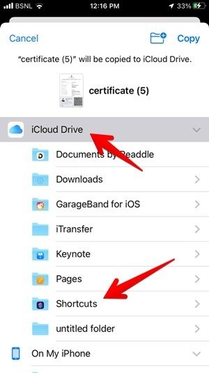 PDF-файл Iphone Переместить файл Icloud Drive