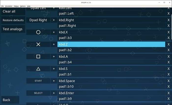 Ppsspp Psp на сопоставлении элементов управления Deepin Linux