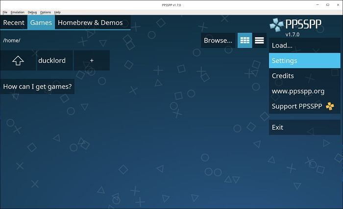 Ppsspp Psp в настройках Deepin Linux