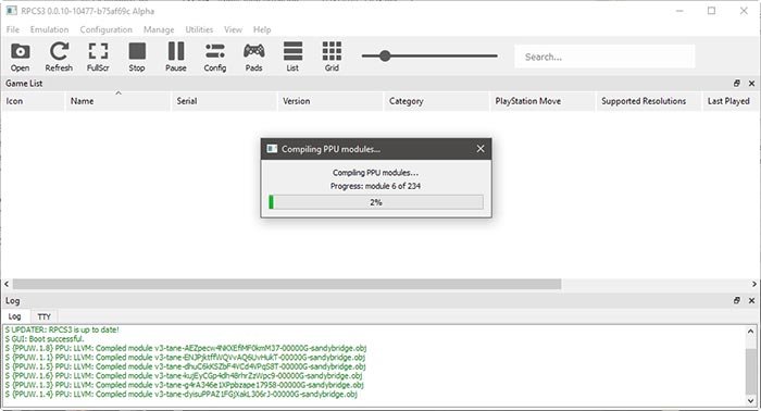 Ps3 на ПК с Rpcs3 компилирует больше модулей Ppu