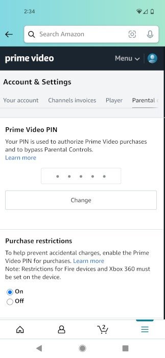 Родительский контроль Amazon Pin