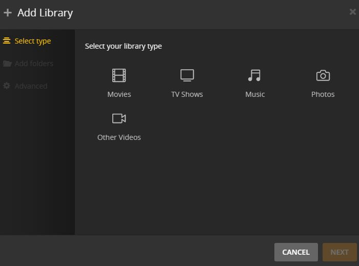 Plex Добавить библиотеку