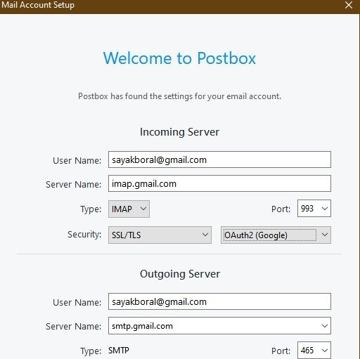 Настройка почтового клиента Postbox Gmail