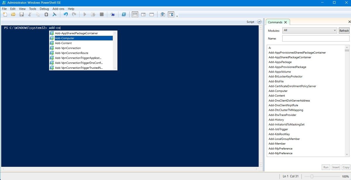 Пример командлета в окне PowerShell ISE. Используемы<h3><span id=