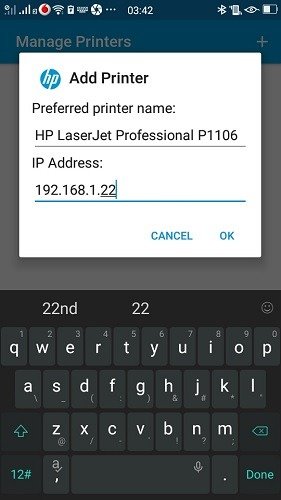 Печать с помощью телефона Android. Сервисный плагин Hp. Добавление IP-адреса принтера.