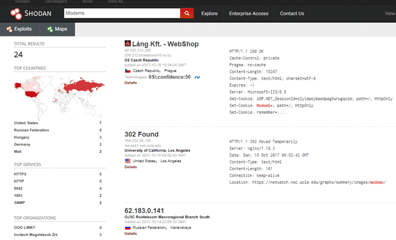 защита-модема-dos-attack-shodan-поиск модема