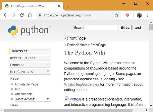 Wiki-страница Python.org