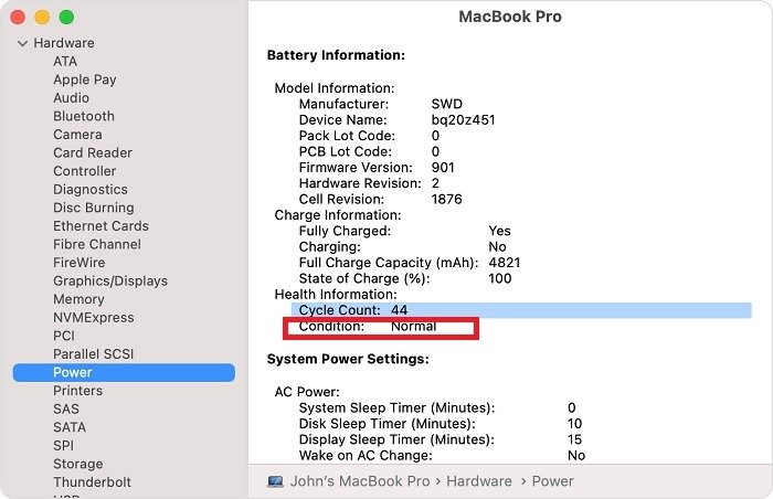 Причины сбоя компьютера Здоровье аккумулятора Mac