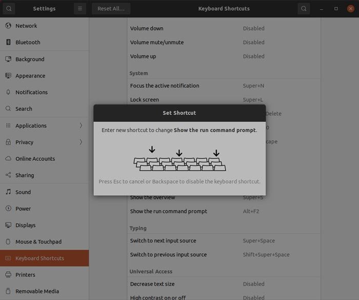 Переназначение клавиш Ярлык переназначения Gnome
