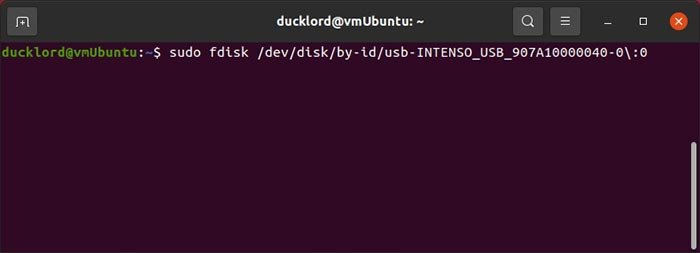 Восстановить USB в Linux Запустите Fdisk на диске