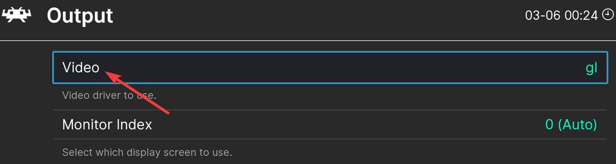 Проблема Retroarch с доступом к разделу видео в настройках вывода в Retroarch 2