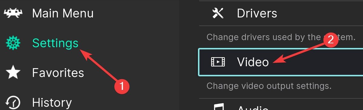 Проблема с Retroarch при открытии настроек видео в Retroarch 2