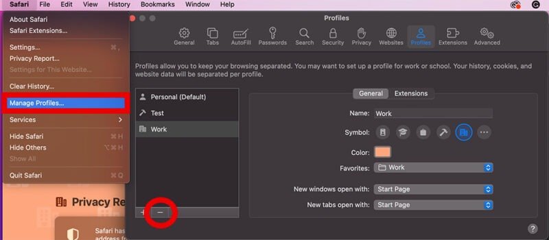Профиль Safari Удалить Mac