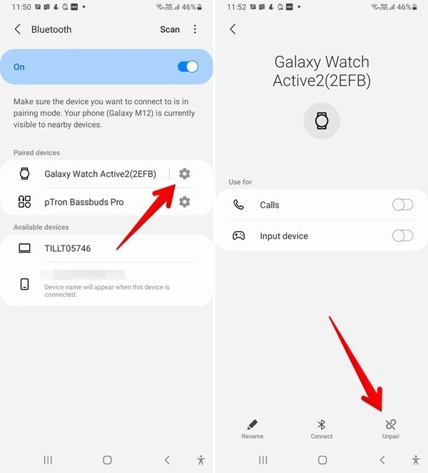 Samsung Galaxy Watch Отсоединить