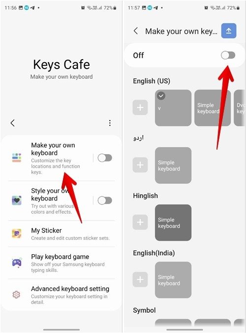 Включение Samsung Good Lock Keys Cafe