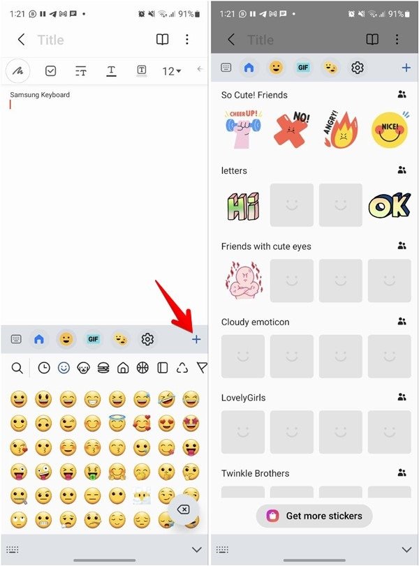 Наборы наклеек Emojis для клавиатуры Samsung