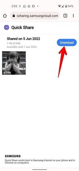 Ссылка для загрузки файла Samsung Quick Share