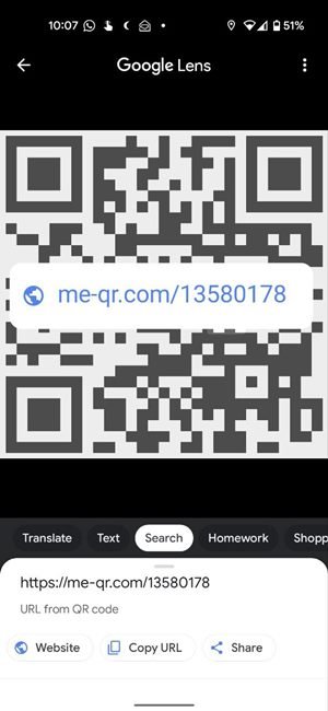 Сканирование Qr-кода. Снимок экрана. Android. Информация об обнаружении Google Lens.